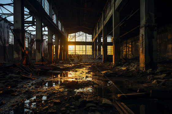 荒废工业厂房图片