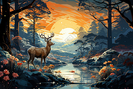 森林中的小鹿背景图片