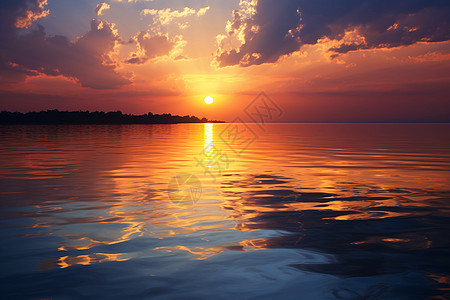 夕阳照耀流动的海洋图片