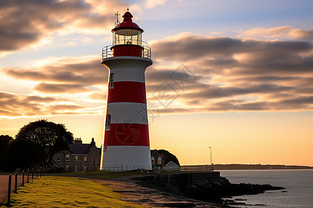 海岸上的一座灯塔背景图片