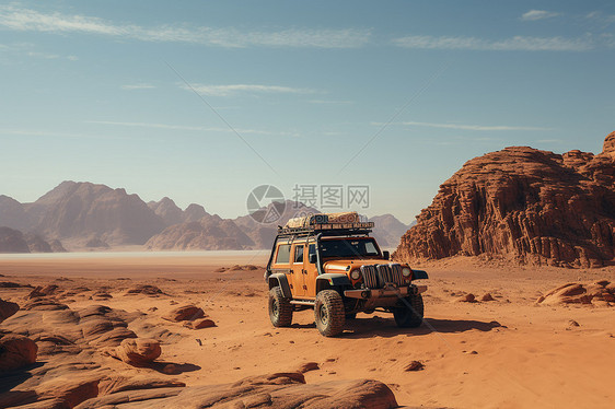 沙漠探险的吉普车图片