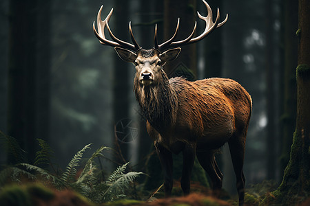 森林动物野生动物的巨角鹿背景