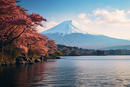 山岳湖泊的壮丽景色背景图片