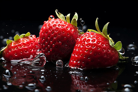 新鲜采摘的草莓水果图片