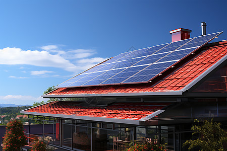 房屋屋顶的太阳能发电设备图片