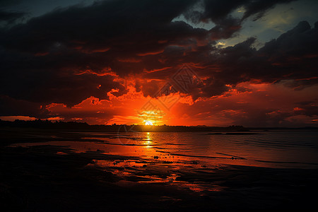 夕阳下的海面背景