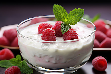 美味覆盆子酸奶背景图片