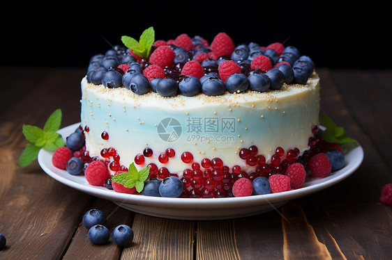 蓝莓奶油蛋糕图片