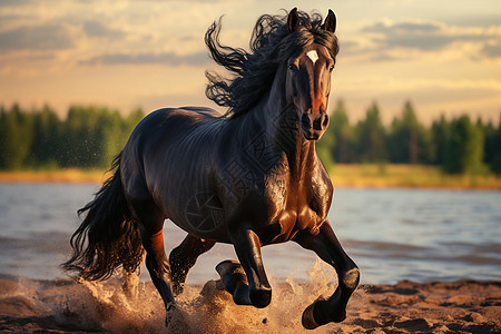 自由奔驰的马背景图片