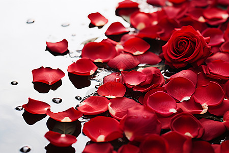玫瑰花瓣红色的浮花背景