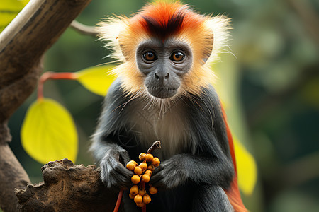 热带植物园中的红头猴子图片