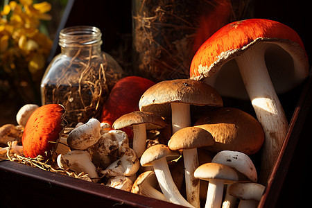 乡村农业种植的蘑菇背景图片