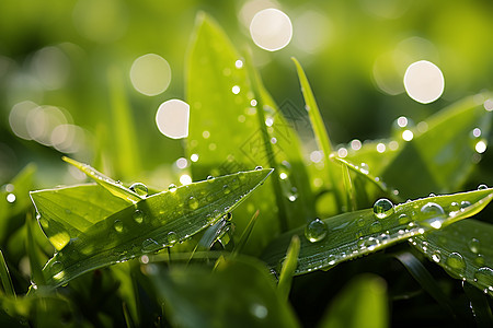 绿草上的水珠图片