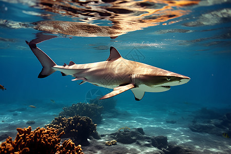 海洋中的野生鲨鱼图片