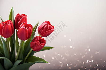红色的郁金香花束图片