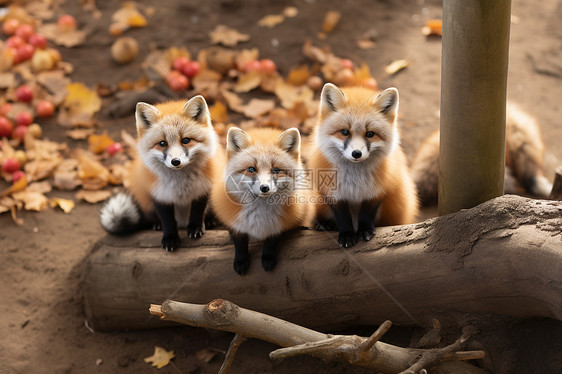 动物园中的狐狸群图片