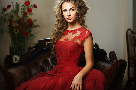 美丽新娘的红裙图片