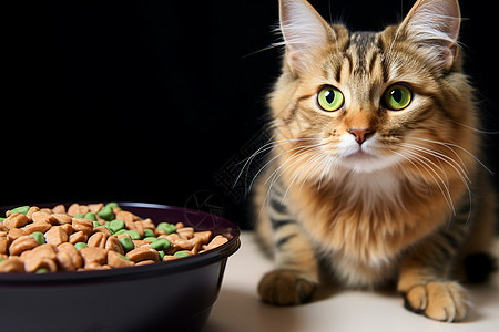 可爱猫咪吃猫粮图片