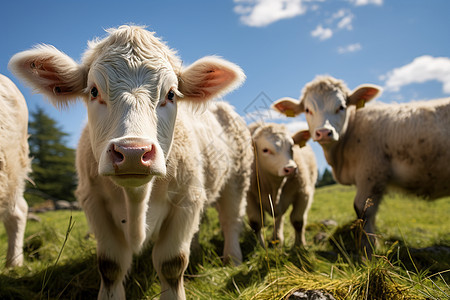 草地上的牛群背景图片