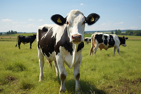 宁静草地上的奶牛图片