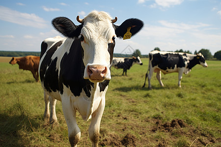 牧场上的母牛背景图片