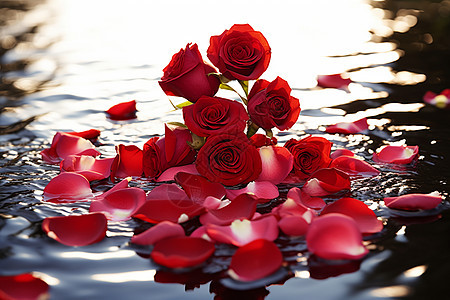 浪漫的玫瑰花表白场景背景图片