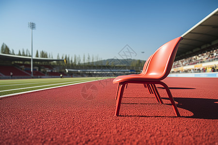 运动场上的红色椅子图片