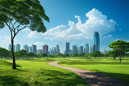 城市绿野背景图片