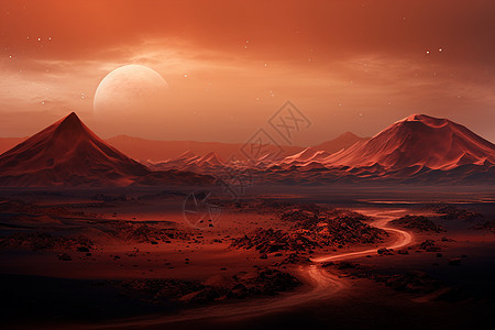 火星岩石群山图片