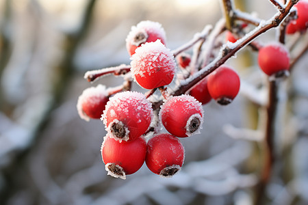 白雪覆盖的红果图片