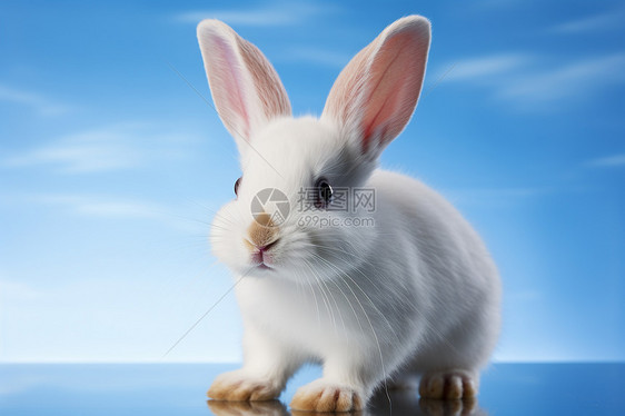 蓝天白云下的兔子图片