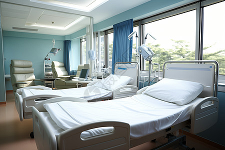 医院里面整洁的病床图片
