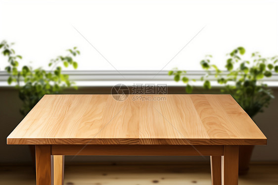 室内空旷的木质桌子图片