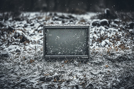 雪地中的黑屏电视图片