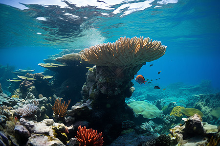 珊瑚礁下的红鱼图片