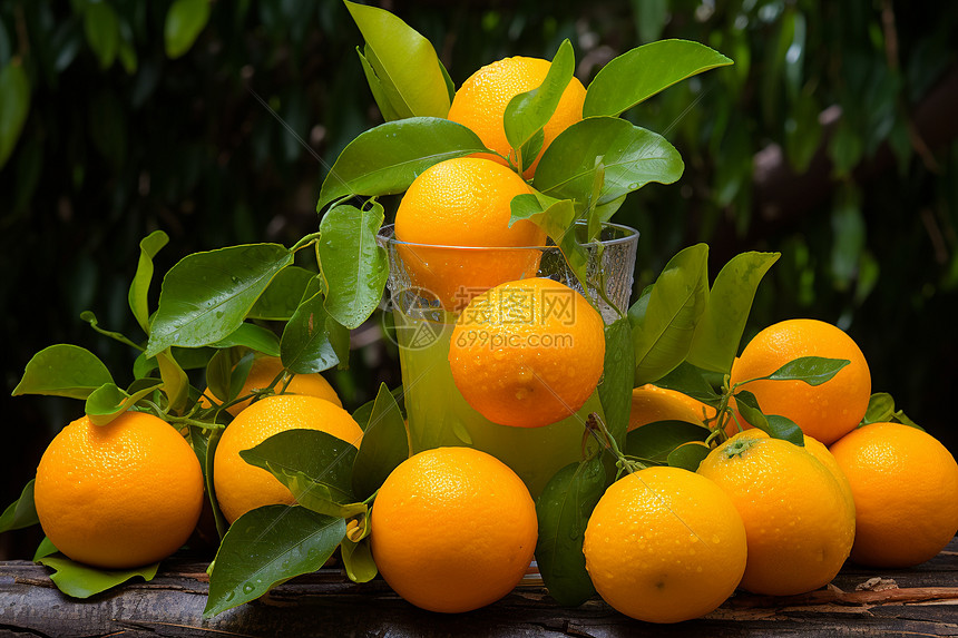 鲜榨果汁的柑橘水果图片