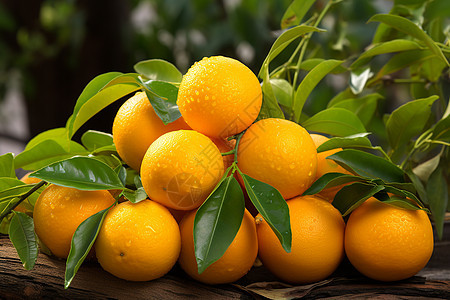 新鲜采摘的柑橘水果图片