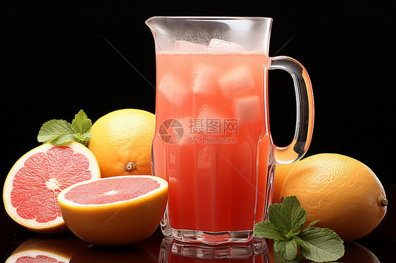 清凉畅饮的柚子汁图片