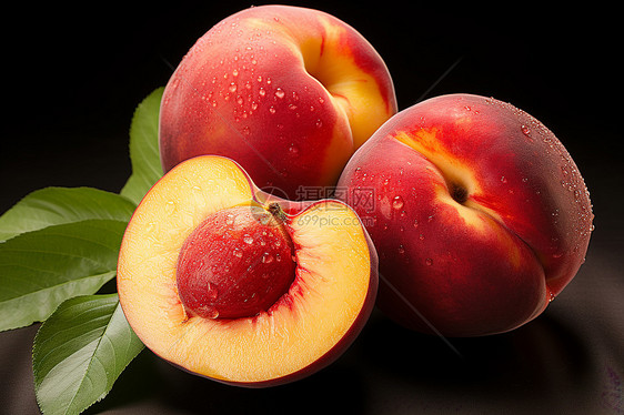 新鲜多汁的桃子图片