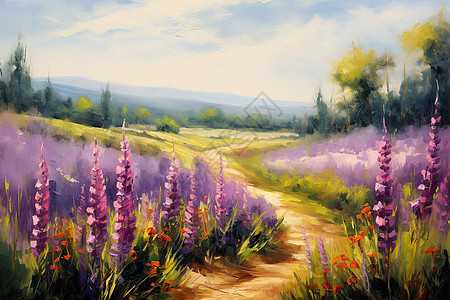 紫色花田背景图片