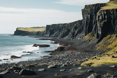 冰岛上壮观的海边景色图片