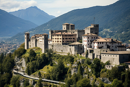 山城壮丽的城堡背景图片