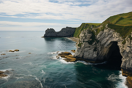海边悬崖上的宁静风景背景图片
