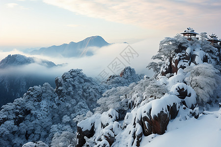 冬季山丘上的白雪图片