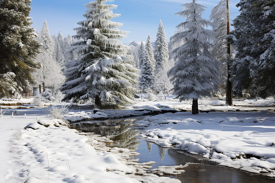 白雪皑皑冬日图片