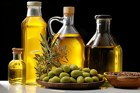 橄榄油与橄榄果图片