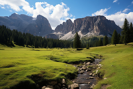 山川和草地背景图片