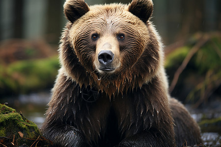 森林中觅食的棕熊图片