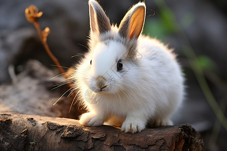野外白色的野兔图片