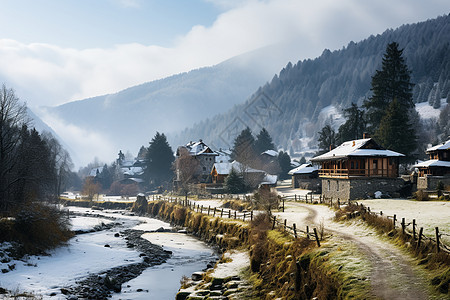 冬天的村庄图片